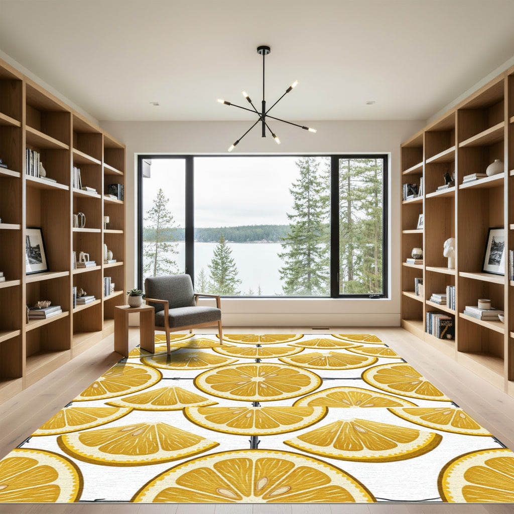 Vibrant Citrus Slice Geometric Yellow Rug