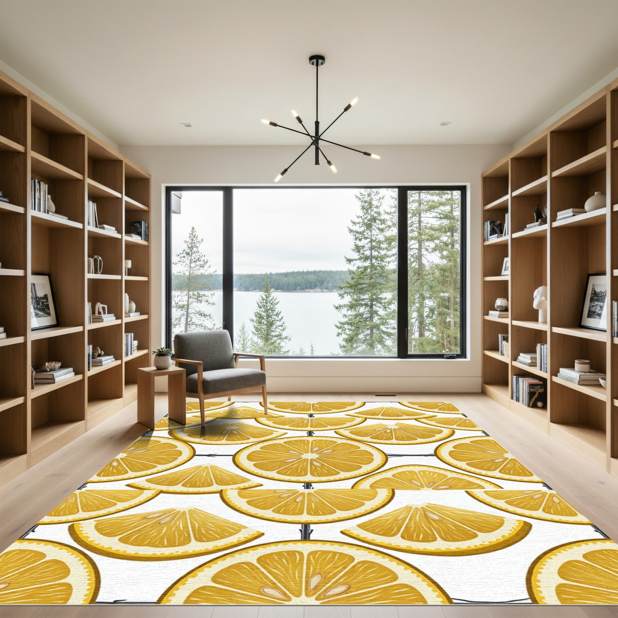 Vibrant Citrus Slice Geometric Yellow Rug