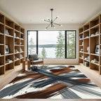 Modern Earth Tone Abstract Brush Stroke Rug