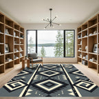 Gray Cream Black Diamond Geometric Loom Rug