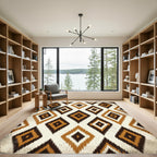 Earth Tone Ikat Diamond Geometric Rug
