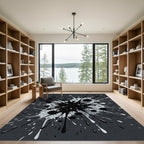 Monochrome Splash Burst Abstraction Rug