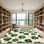 Emerald Shamrock Botanical Clover Field Rug
