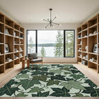 Green Leaf Vines Art Nouveau Rug