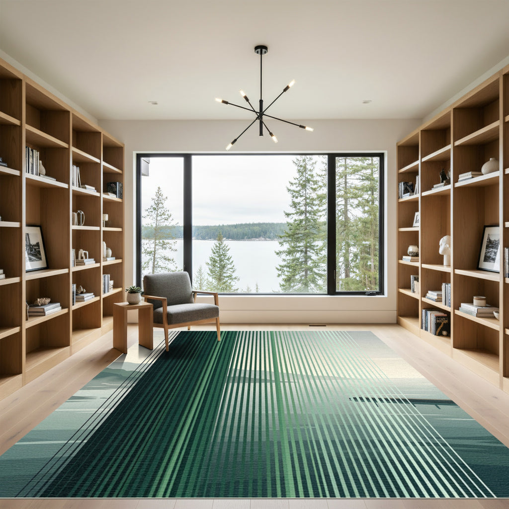 Modern Forest Gradient Vertical Stripe Rug