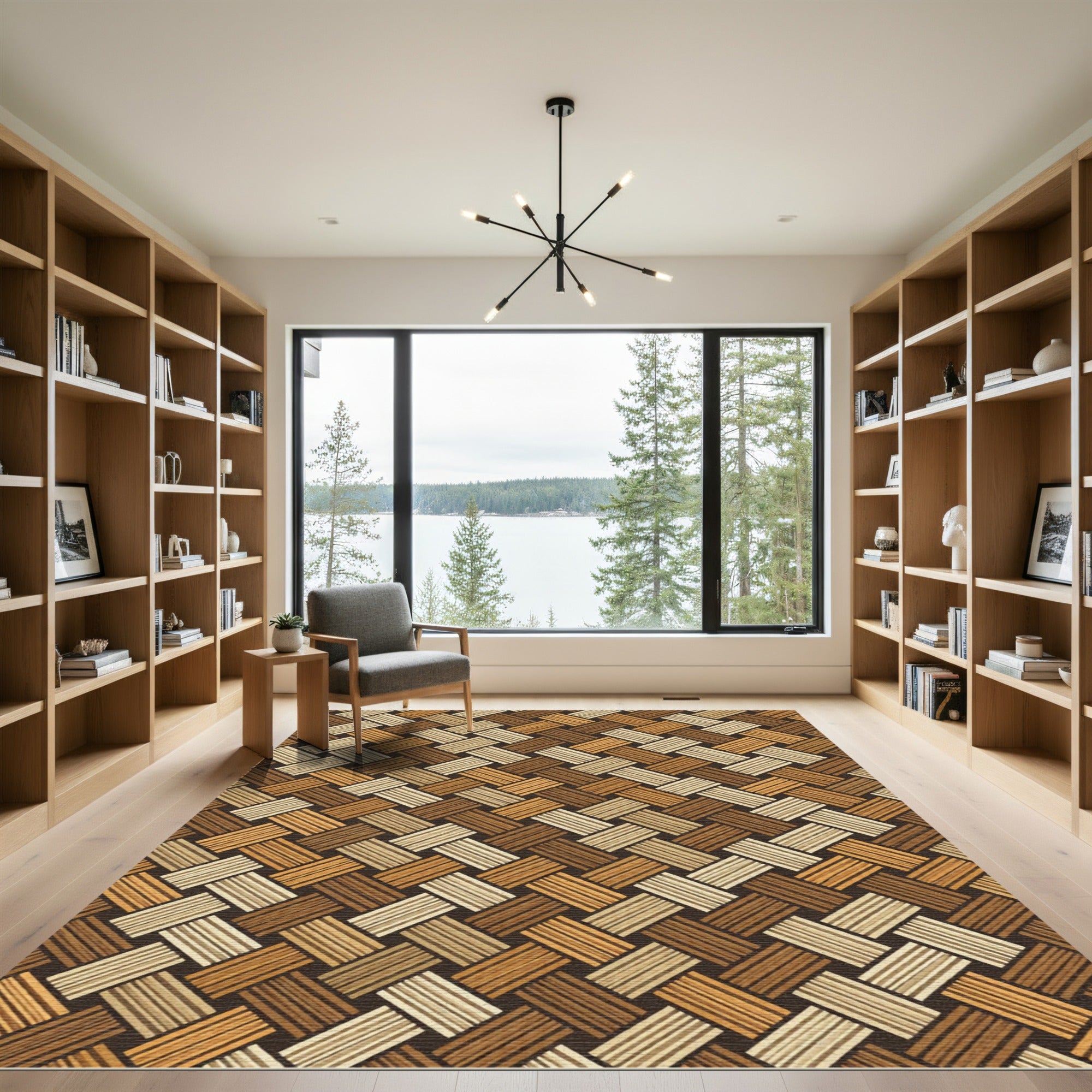 Woven Earthy Brown Basketweave Texture Rug
