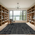 Monochrome Geometric Patchwork Composition Rug