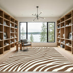Modern Brown Zebra Wavy Stripe Rug