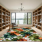 Vibrant Orange Green Splatter Splash Rug