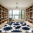 Celestial Navy Starburst Geometric Art Rug