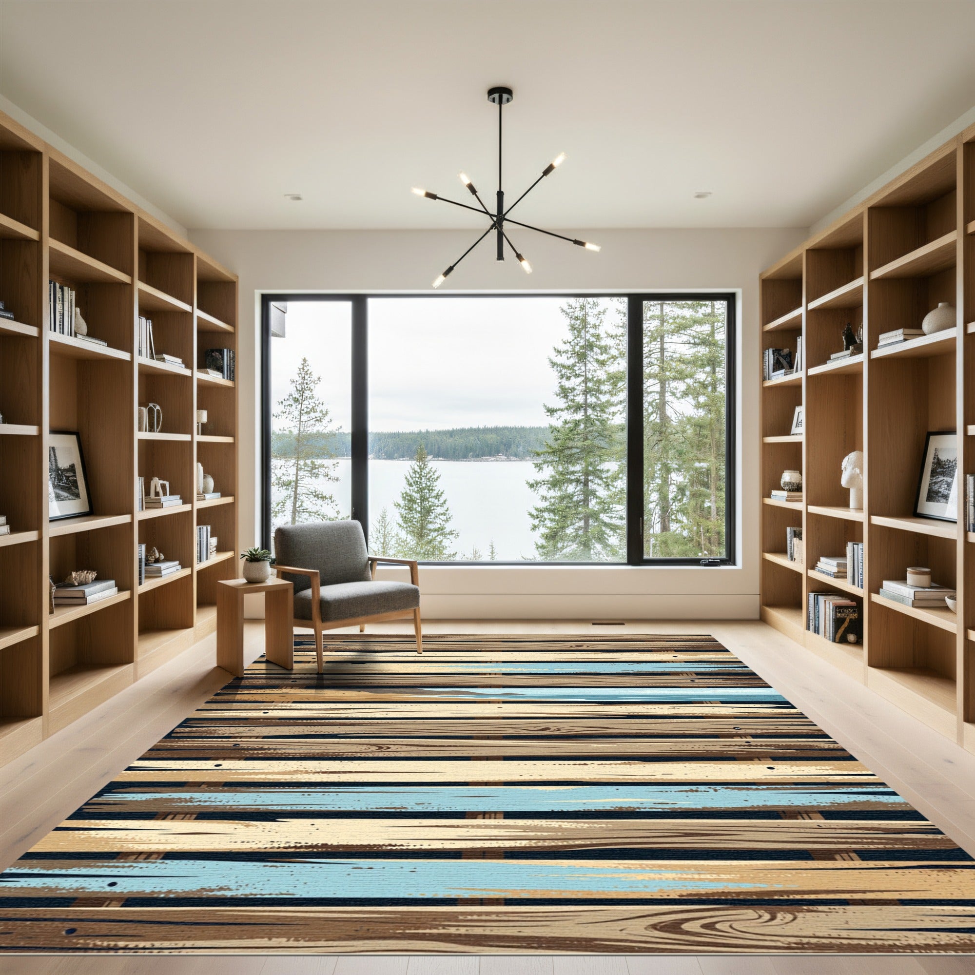 Coastal Beach Wood Plank Rug