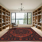 Intricate Rust Floral Medallion Tapestry Rug