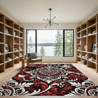 Gothic Crimson Heart Damask Rug