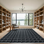 Modern Charcoal Three-Dimensional Grid Rug