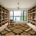 Golden Staircase Geometric Aztec Diamond Rug