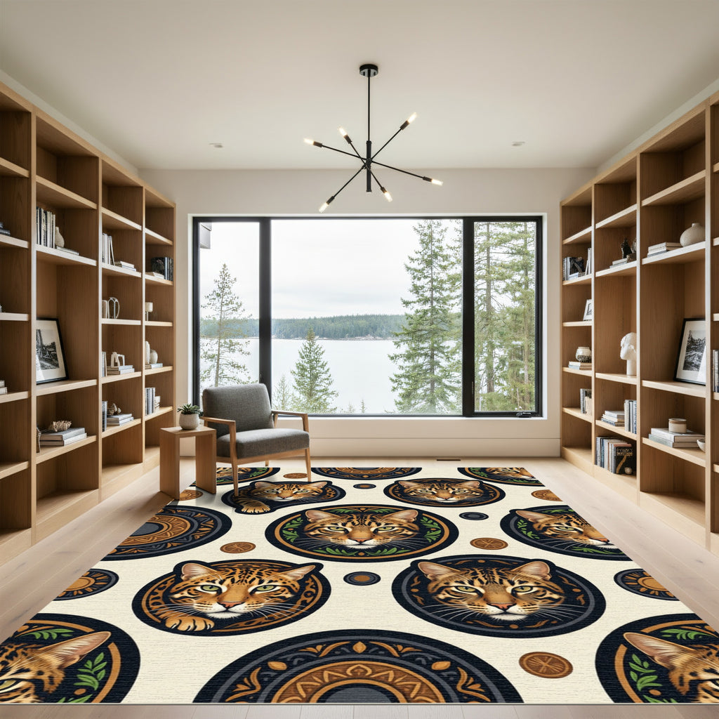Golden Ocelot Medallion and Floral Repeat Rug