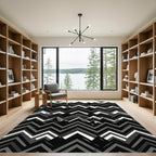 Monochromatic Mountainous Zigzag Overlay Rug