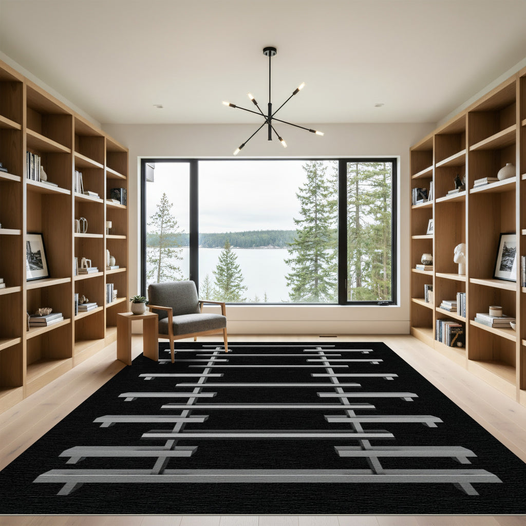 Asymmetrical Modern Geometric Shelving Unit Rug