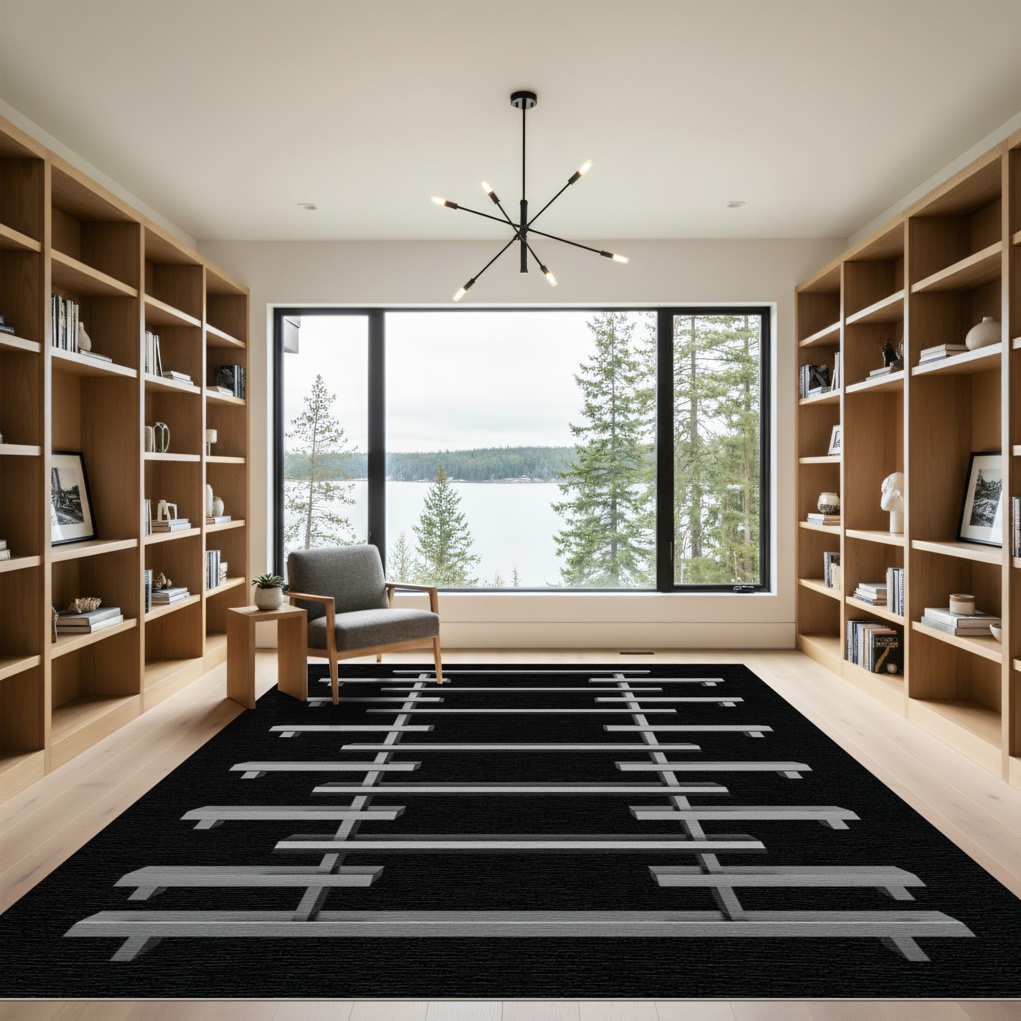 Asymmetrical Modern Geometric Shelving Unit Rug