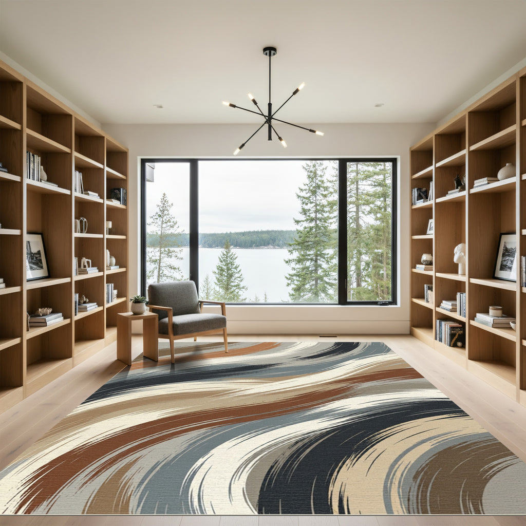 Earthy Tones Abstract Brush Stroke Rug