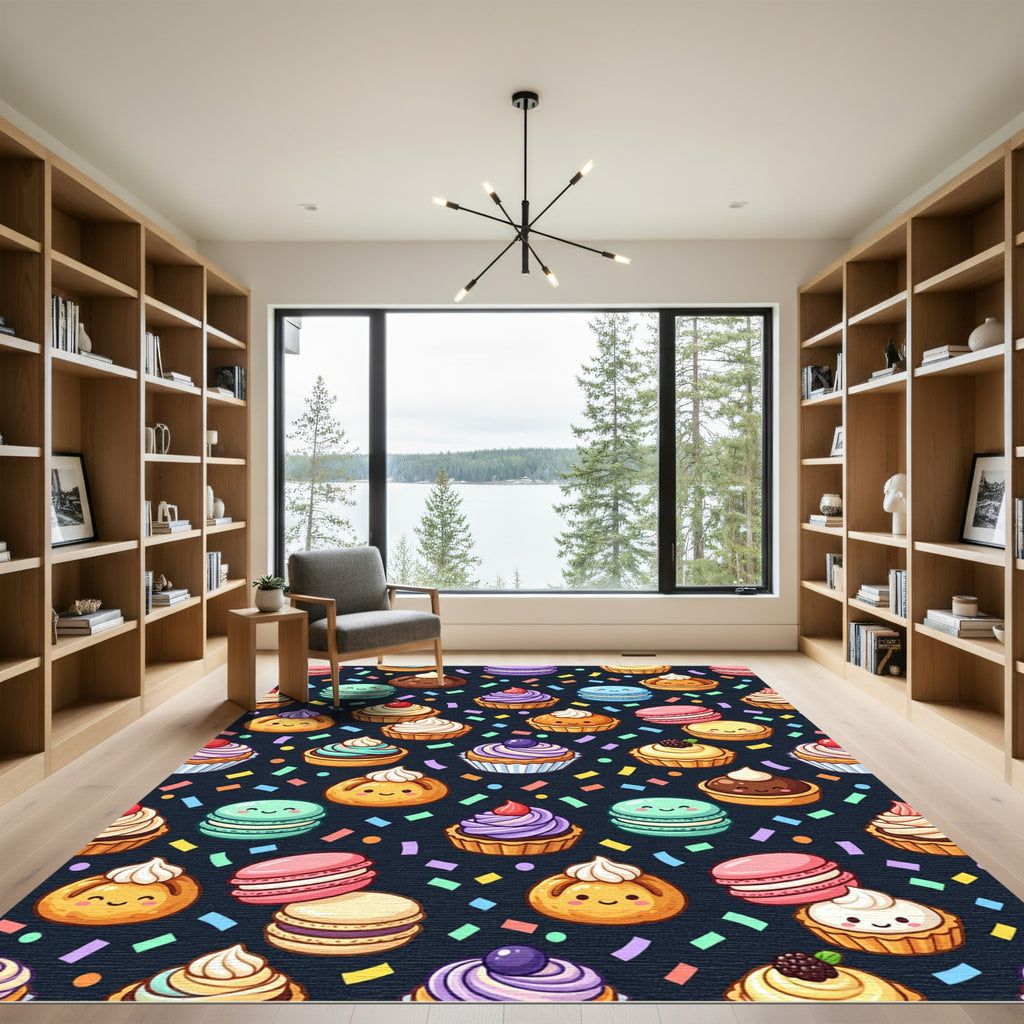 Cute Kawaii Dessert Pastry Confetti Illustration Rug