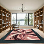 Abstract Earthy Tone Swirl Art Rug