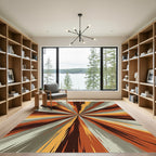 Abstract Radial Burst Orange Gray Rug