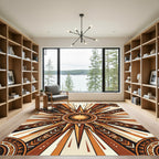 Radiant Gold Celestial Sunburst Earthy Decor Rug