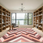 Modern Earthy Geometric Chevron Ripple Rug