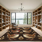 Earthy Brown Sparrow Botanical Meadow Rug