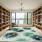 Teal Brown Speckled Spot Composition Rug