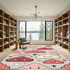 Whimsical Pastel Cloud and Star Composition Rug