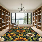 Elegant Sunflower Arrangement on Black Rug