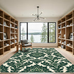 Emerald Green Damask Floral Medallion Rug