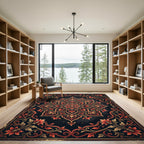 Ornate Crimson Floral Medallion Abstract Rug