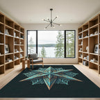 Ornate Teal and Gold Star Medallion Rug