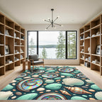 Iridescent Seashell and Pebble Coastal Stream Rug