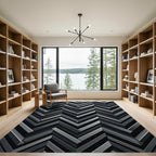 Monochrome Gray Herringbone Chevron Rug