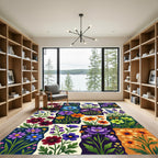 Vibrant Petal Collage Floral Arrangement Rug