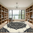 Ornate Black Floral Mandala Medallion Rug