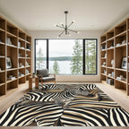 Abstract Zebra Stripe Earth Tone Art Rug