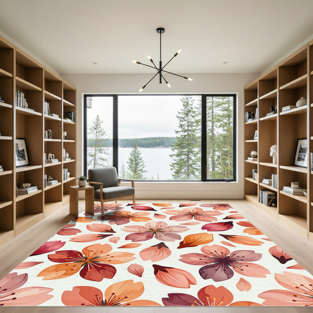 Floral Blossom Watercolor Palette Rug