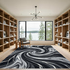 Monochromatic Swirl Abstract Liquid Rug