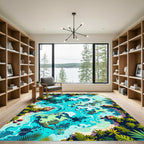 Tropical World Map Azure Ocean Rug