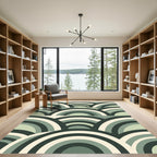 Sage Green Mid Century Arch Geometric Rug