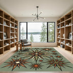 Sage Green Celestial Geometric Star Array Rug