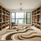 Elegant Earthy Swirl Abstract Cream Rug