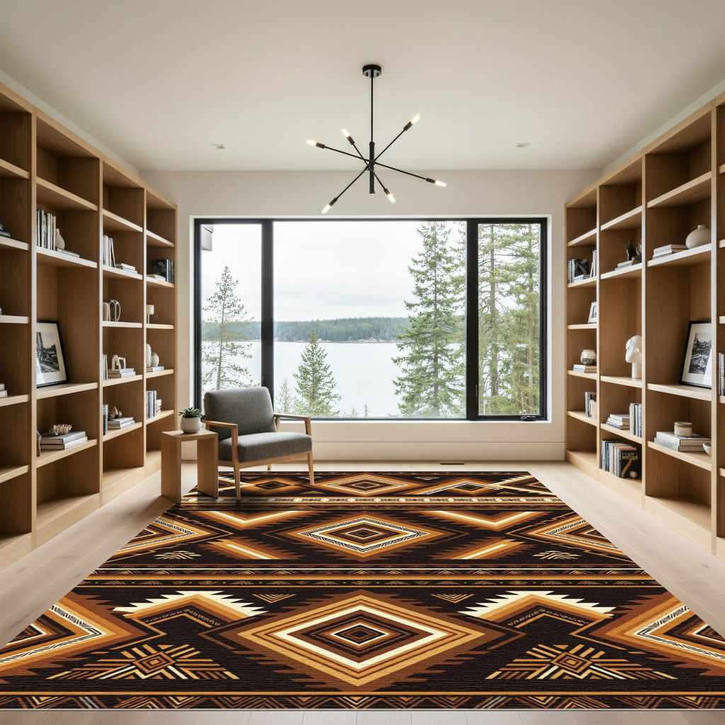 Earthy Geometric Aztec Diamond Rug
