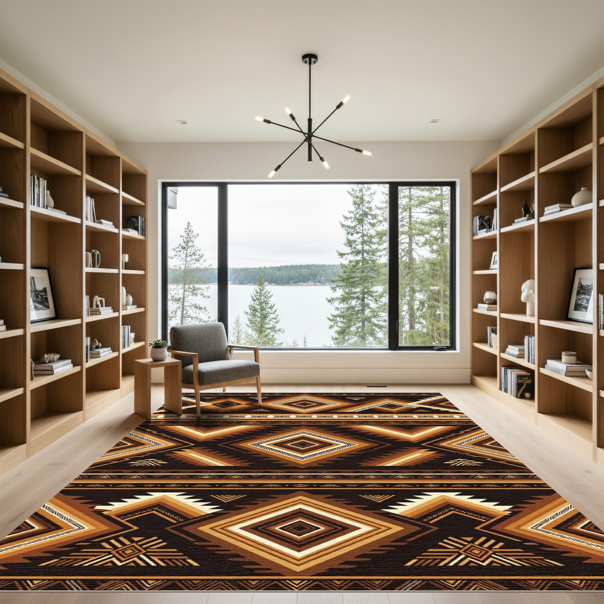 Earthy Geometric Aztec Diamond Rug