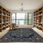 Intricate Silver Floral Vines Rug
